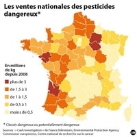 carte de france ventes de pesticides dangereux en 2008