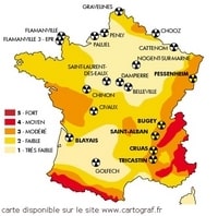 carte de france zone sismique et centrale nucléaire
