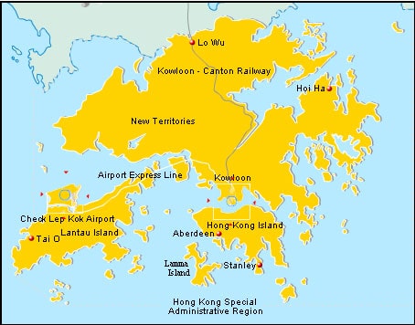 Carte de Hong Kong simplifiée