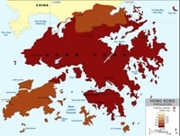 Carte de la densité de la population de Hong Kong avec le nombre d'habitant au kilomètre carré.