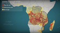 carte incendies en Afrique et à Madagascar avec le nombre d'incendie