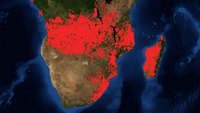 Carte des incendies d'Afrique du sud et de Madagascar, photo satellite NASA