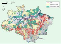 carte feux Amazonie terres indigènes espaces protégés