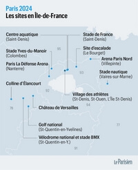 Carte Jeux Olympiques site Ile-de-France