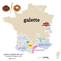 Carte linguistique de la France avec les differents noms que pour la galette des rois