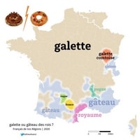 Carte linguistique de la France avec les différents noms que pour la galette des rois