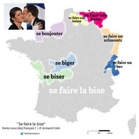 Carte linguistique de la France expression se faire la bise