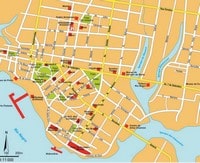 Carte de Manaus avec les rues, les parcs, les bâtiments importants et des informations touristiques