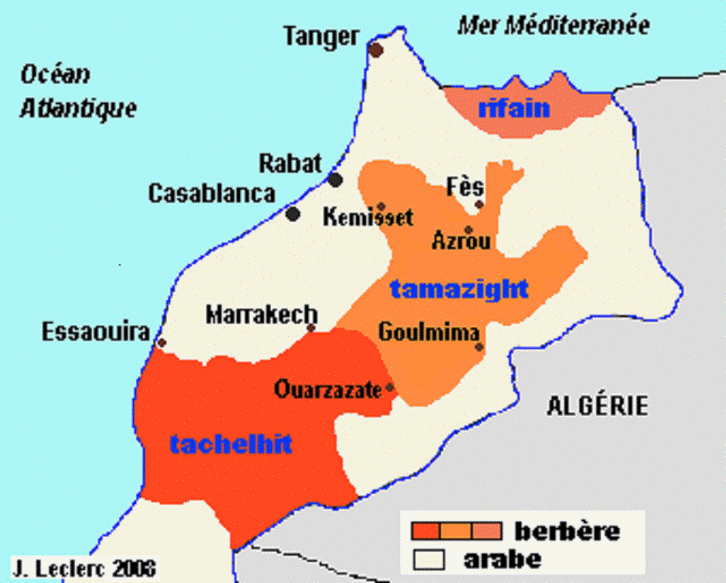 carte Berbères Arabes Maroc