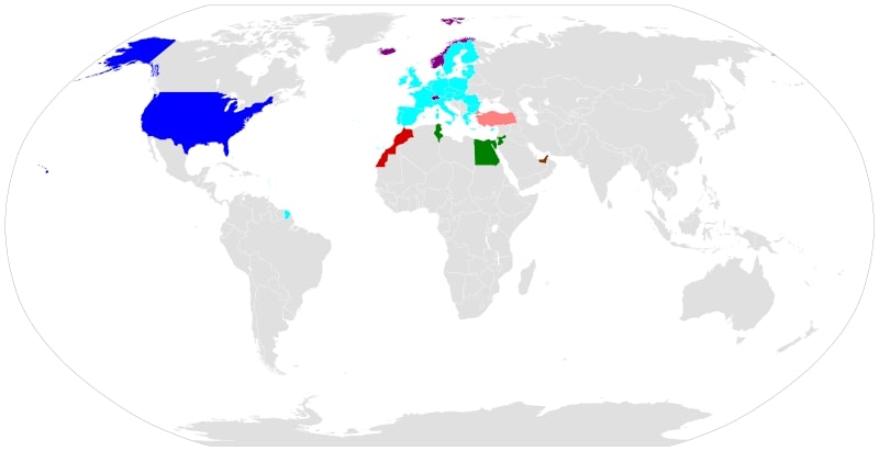 carte accords de libre-échange du Maroc dans le monde