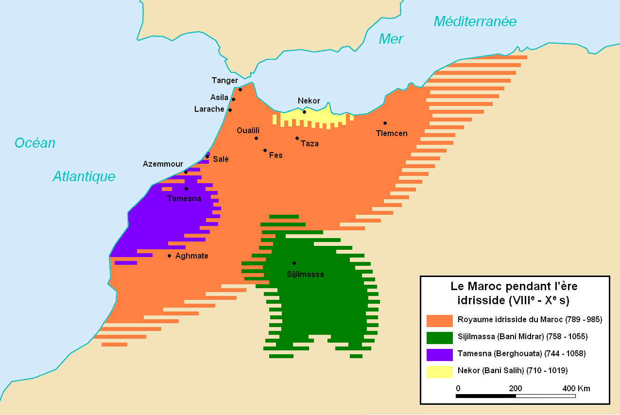 Carte historique Maroc ère Idrisside