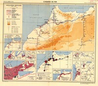 Ancienne carte du système ferroviaire au Maroc (trains, gare)