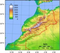 Carte du relief avec l'altitude et sans les villes