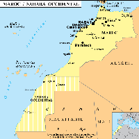 Carte du Maroc, du Sahara, des pays et des îles qui entourent le Maroc.