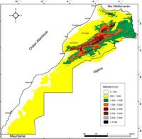 Carte Maroc altitude mètre