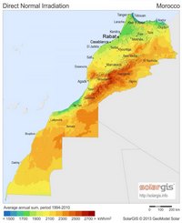 Carte du Maroc avec le taux d'ensoleillement