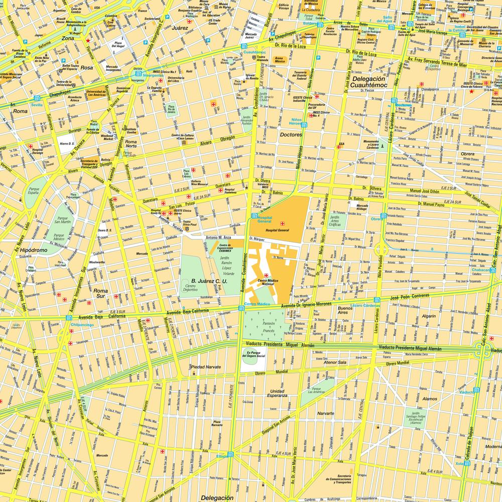 Carte détaillée des rues de Mexico