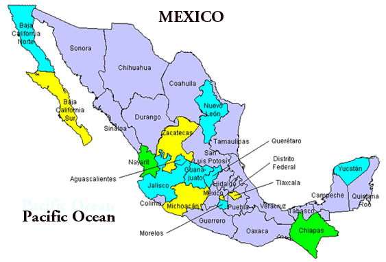 carte des régions du mexique