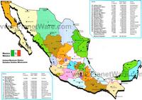 Carte avec les Etats du Mexique et des informations sur ces Etats.