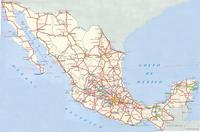 Carte routière du Mexique.