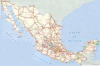 Grande carte routière du Mexique, avec les grands axes routiers.