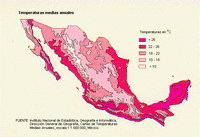 carte températures moyennes annuelles Mexique