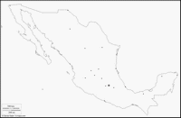 Carte vierge du Mexique avec seulement l'échelle et les villes.