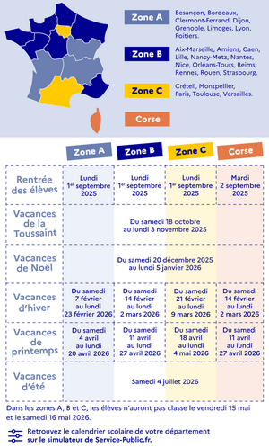 Date du calendrier scolaire