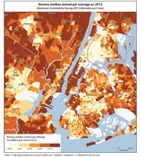 Carte de New York avec le revenu médian annuel par ménage