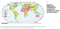 carte monde risque tempête sable