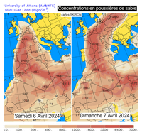 carte nuage sable Sahara avril 2024