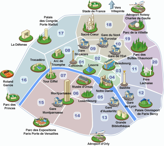 Carte des monuments historiques de Paris par arrondissement