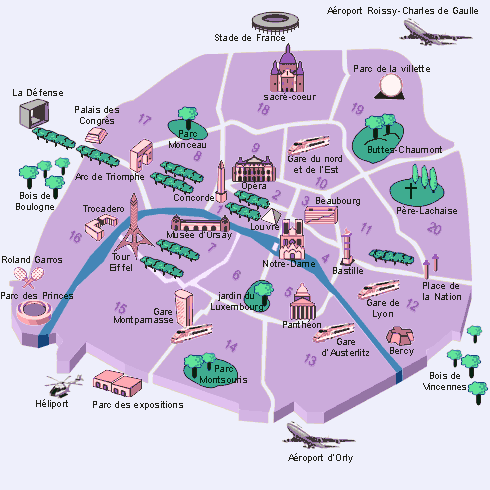 Carte des monuments historiques de Paris