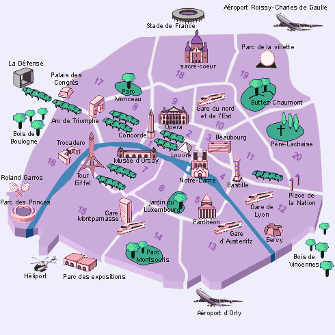 carte de paris monuments