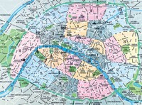 Carte des axes routiers de Paris avec la cathédrale Notre-Dame de Paris