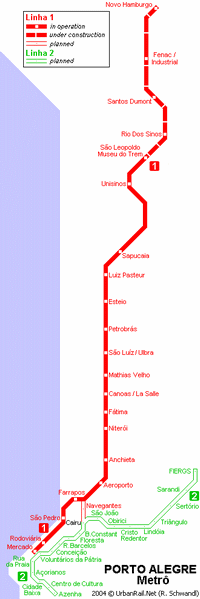 Carte de Porto Alegre avec le métro