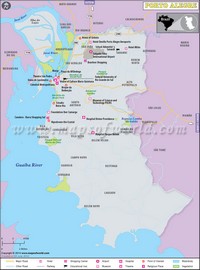 Carte de Porto Alegre avec les routes principales, secondaires, les hôtels, les chemins de fer, les hôpitaux et l'aéroport