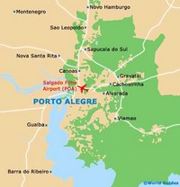 Carte de Porto Alegre simple avec les environs et l'aéroport Salgado Filho