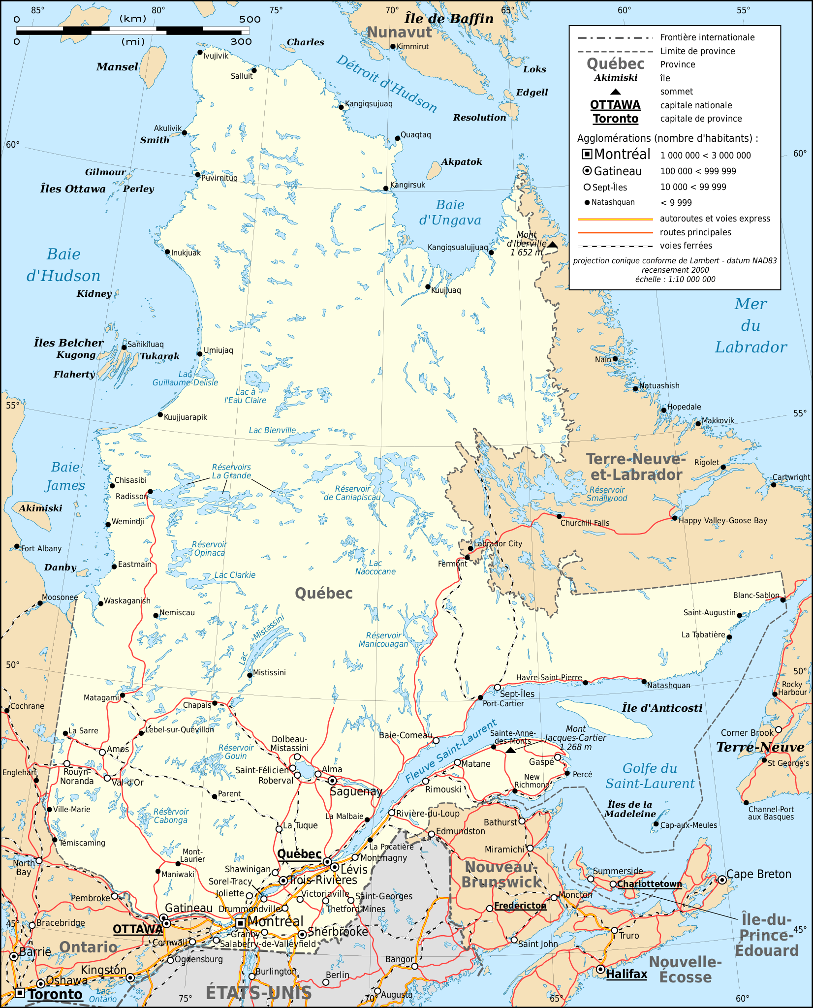 Carte Quebec route autoroute