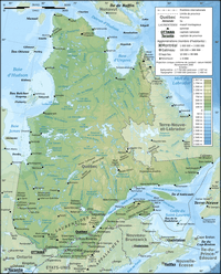 Carte Québec relief ville altitude