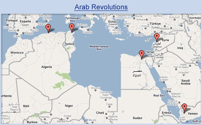 carte pays qui ont connu une révolution