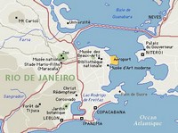 Carte de Rio de Janeiro avec les aéroports, les musées et le Christ Rédempteur