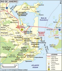 carte Rio de Janeiro autoroutes routes principales places touristiques