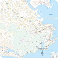 Carte de Rio de Janeiro avec le métro, les routes principales, les chemins de fer, les attractions, les églises et l'office du tourisme