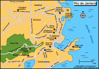 Carte de Rio de Janeiro simple avec les rues et les monuments importants