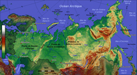 Carte de la Russie l'altitude en mètre et l'échelle en km