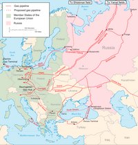 Carte Russie avec les principaux gazoducs en direction de l'Europe