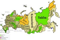Carte Russie avec les différentes Républiques, Krais, Oblasts et districts