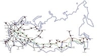 Carte Russie avec les trains, les principaux réseaux ferrés