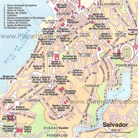 Carte de Salvador de Bahia avec les rues, la bibliothèque, les musées, le stade et les théâtres
